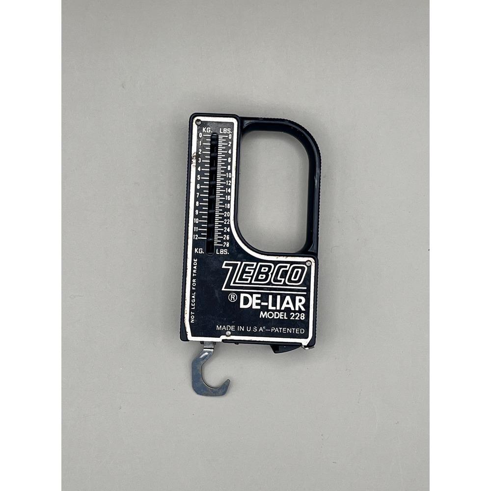 Vtg Zebco De-Liar Model 228 Fishing Scale Tape Measure 28lb 12kg Black USA